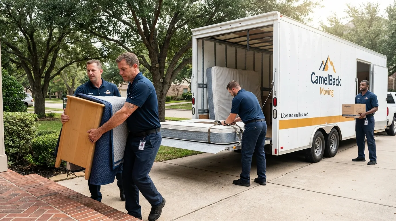 Crew loading residential truck for cross-state move from Highland Mills, NY
