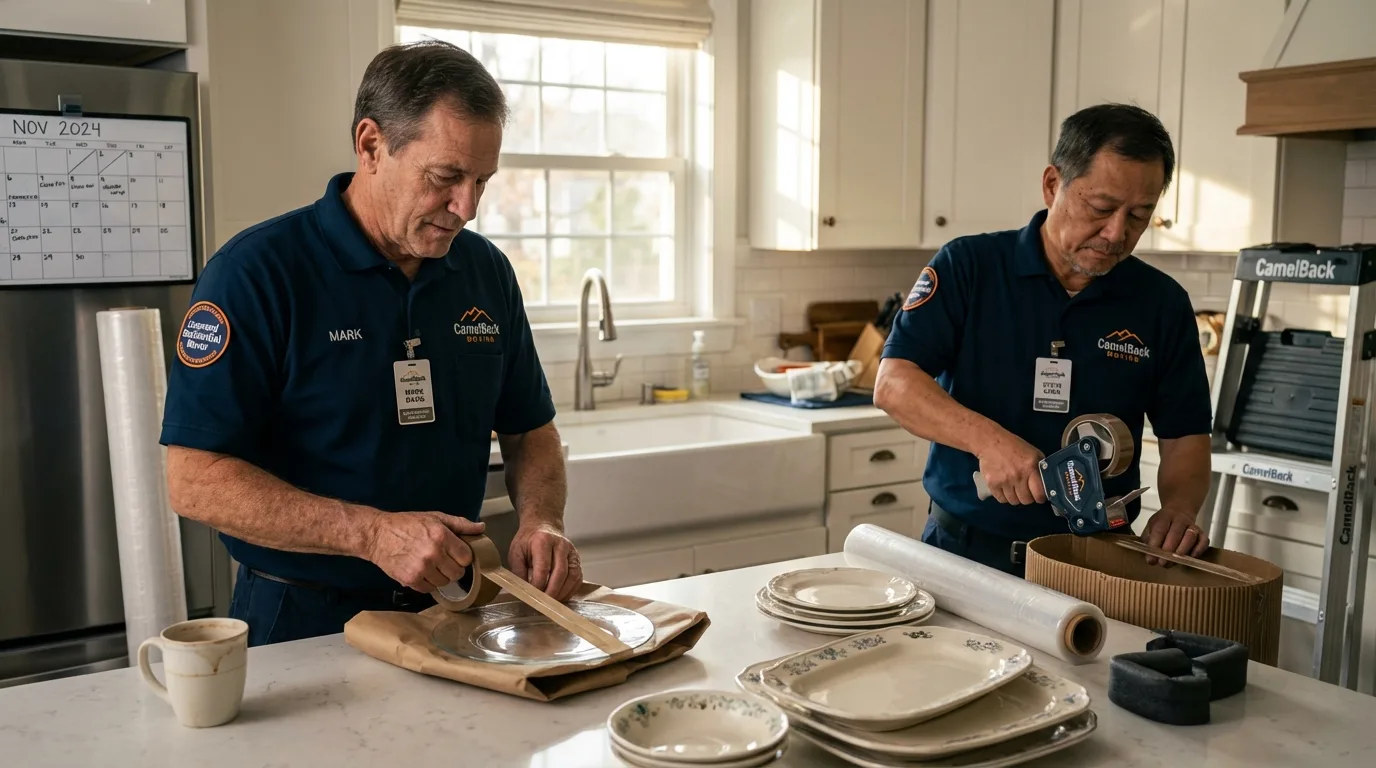 Professional crew packing kitchen dishware in Highland Mills, NY