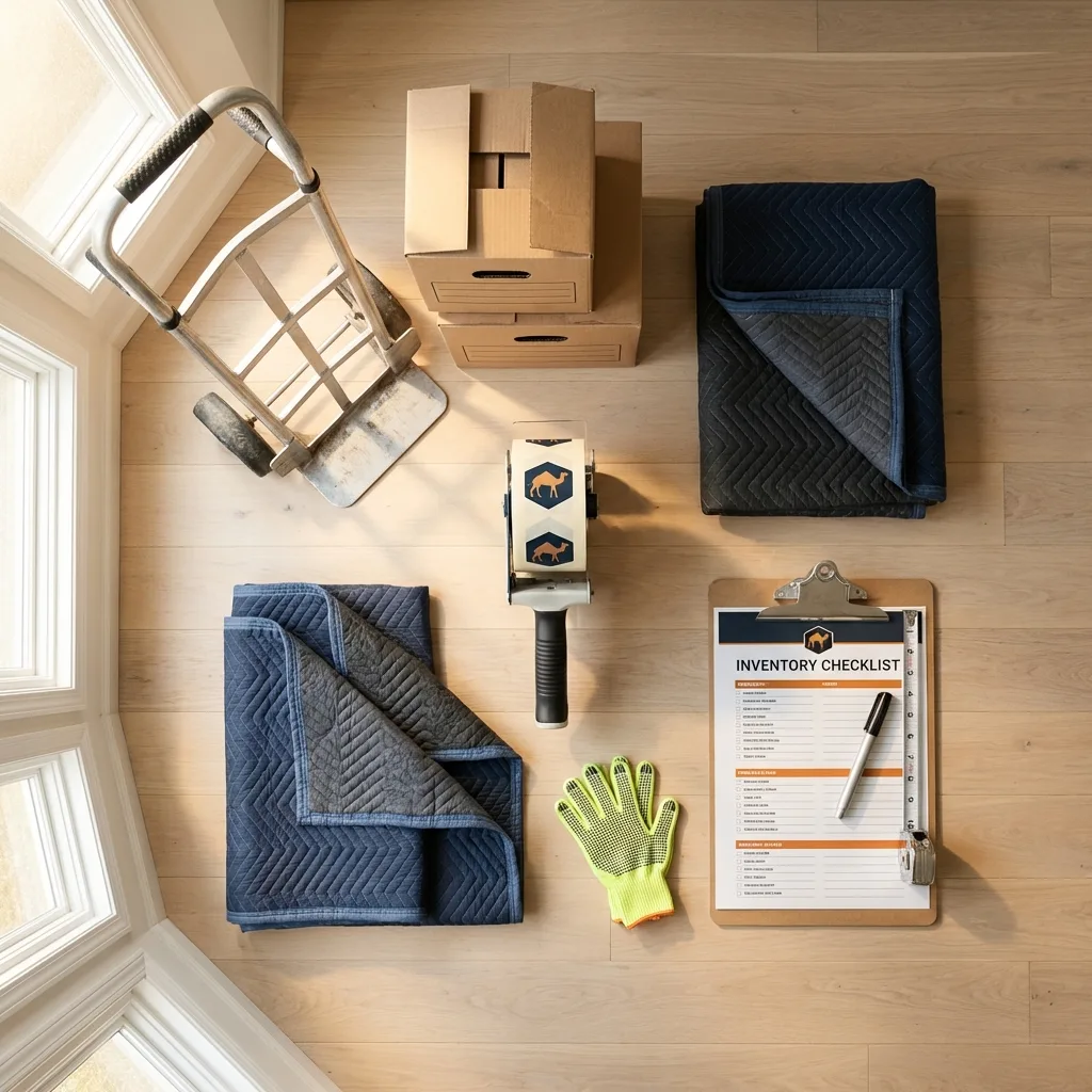 Professional moving supplies and packing materials layout for Highland Mills residential relocations